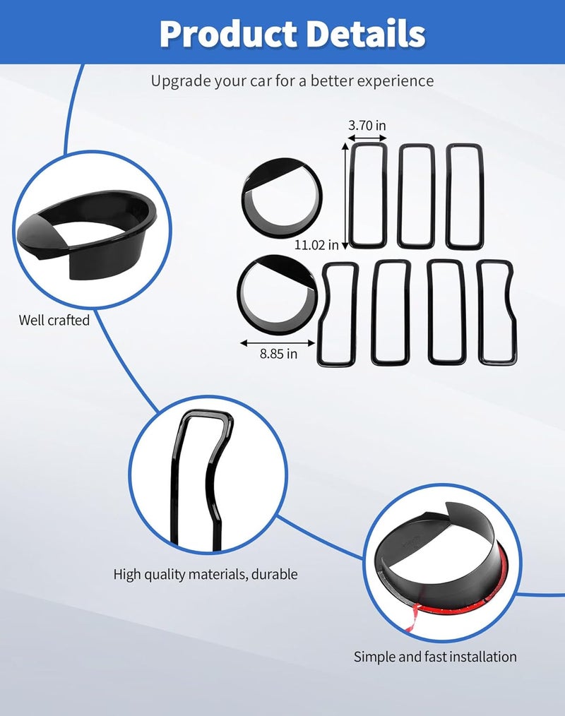 DSWSQ Angry Eyes Headlight Trim Cover & Front Grille Inserts Guard Cover Fit for 2024 + Jeep Wrangler JL Gladiator JT - Image 5
